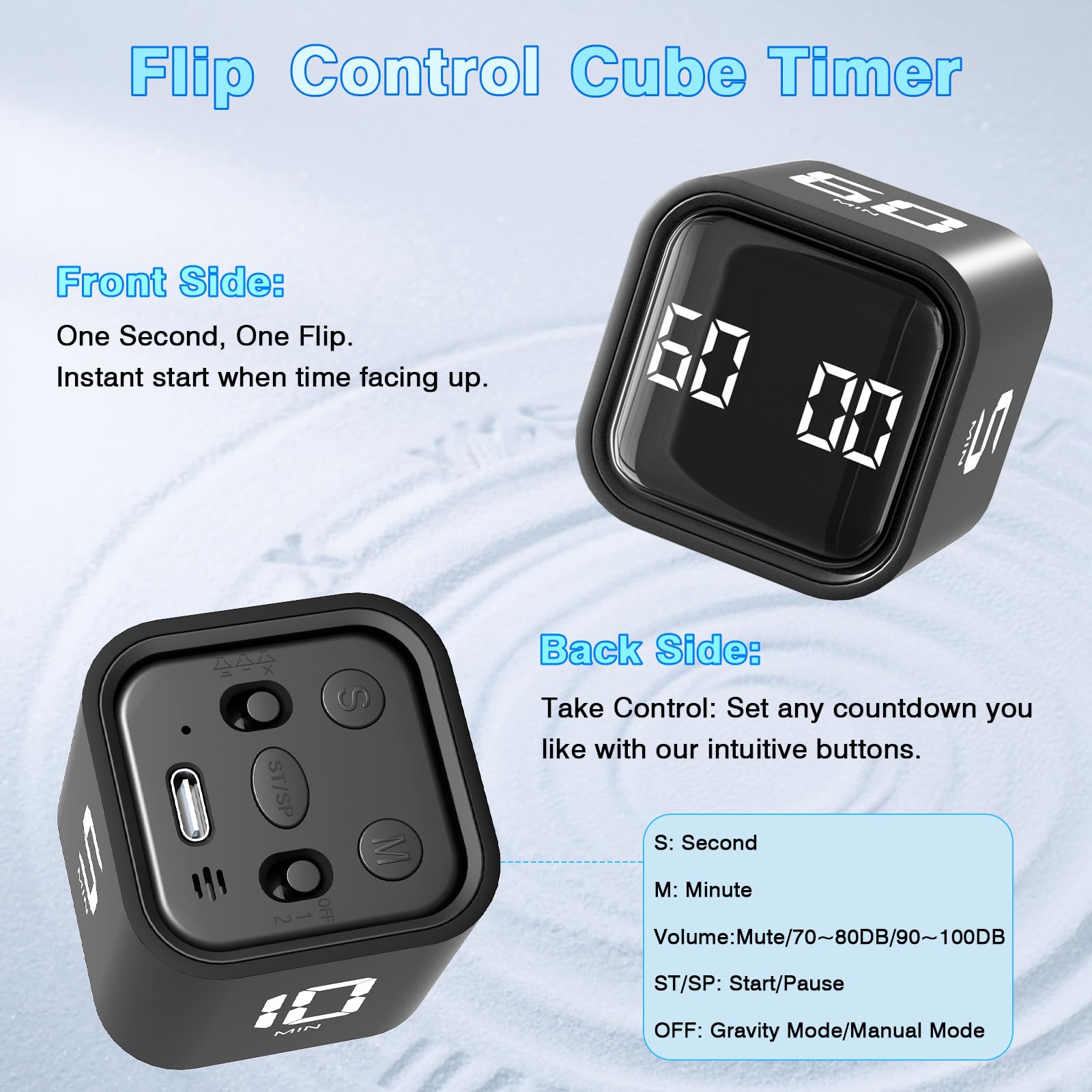 Wbacon Cube Pomodoro Timer compact design fits neatly beside a mug, saving desk space.
