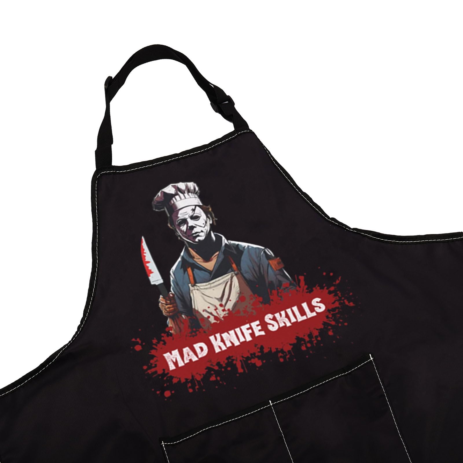 WCGXKO Horror Michael apron adjustable neck strap for comfortable long wear