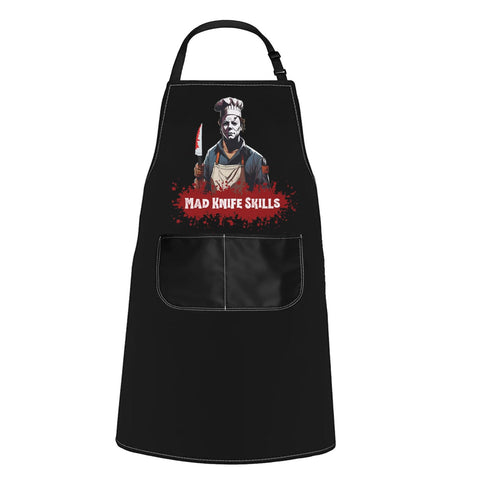 WCGXKO Horror Michael apron close-up fabric showing waterproof and oil-proof surface