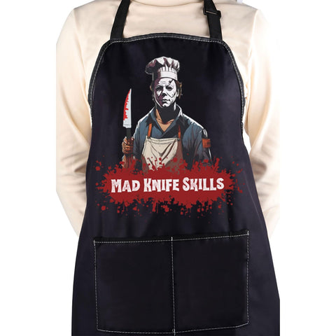 WCGXKO Horror Michael apron durable material resists stains during cooking or art projects