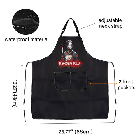 WCGXKO Horror Michael apron front pockets hold tools and phone neatly