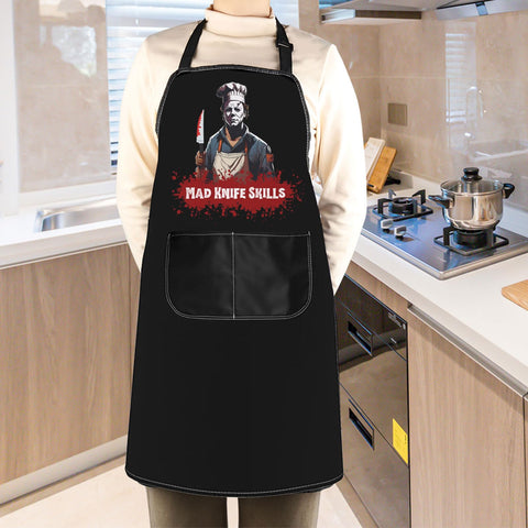 WCGXKO Horror Michael apron full length coverage for chefs and crafters