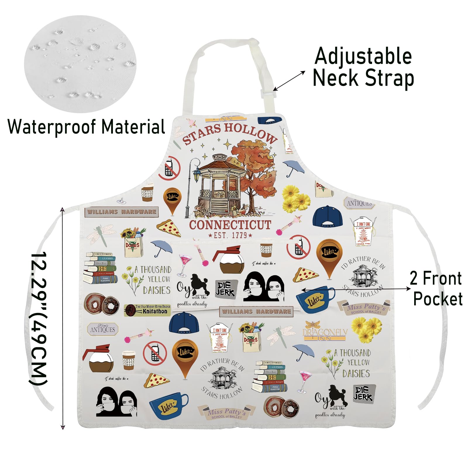 WCGXKO Star Hollow apron with front pockets keeps tools within reach while cooking.