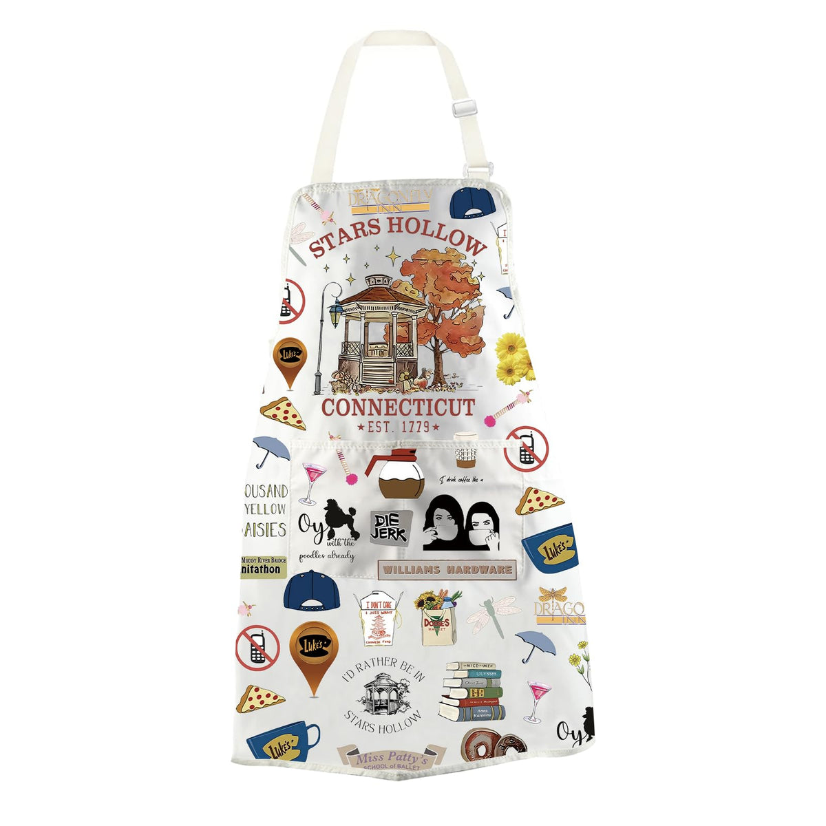 WCGXKO Star Hollow apron in Luke's Diner style protects clothes during casual cooking.