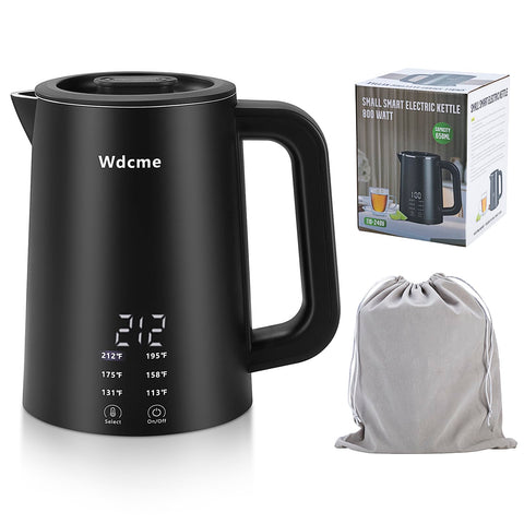 Wdcme 650ml travel kettle open lid for easy filling and quick tea prep.