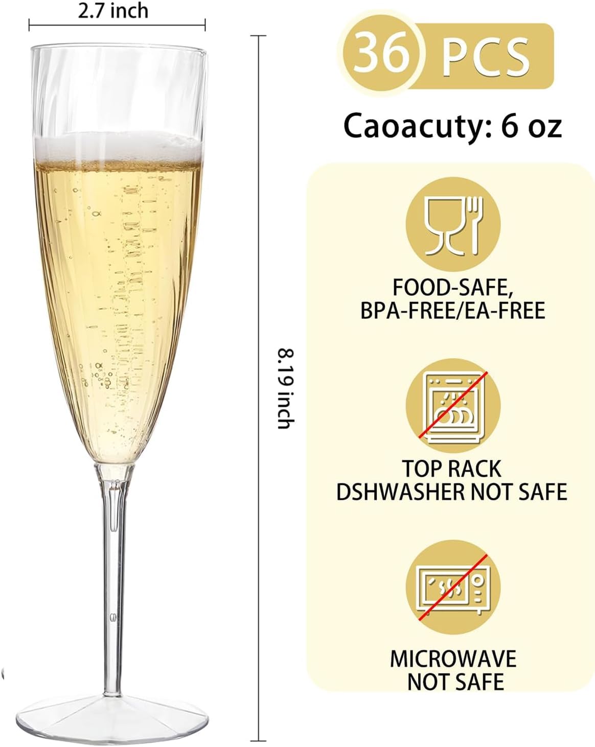 WDF clear flutes for weddings and parties add a sophisticated look.