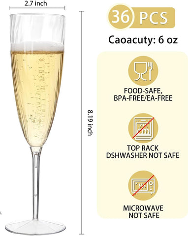 WDF clear flutes for weddings and parties add a sophisticated look.