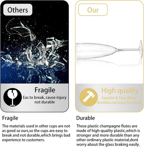 WDF easy cleanup plastic champagne flutes save time after parties.