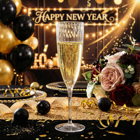 WDF lightweight champagne flutes enable easy transport during outdoor celebrations.