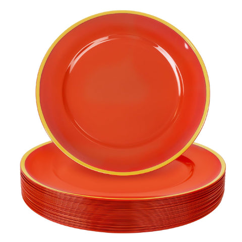 WDF red gold 12-inch charger plate for festive, elegant dining setups