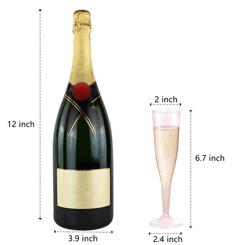WDF shatterproof plastic champagne glasses, safe for kids and casual venues.