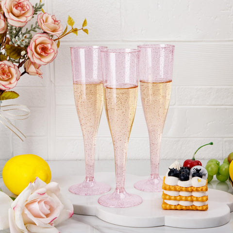 WDF glitter champagne flutes add a festive touch to Valentine’s Day celebrations.