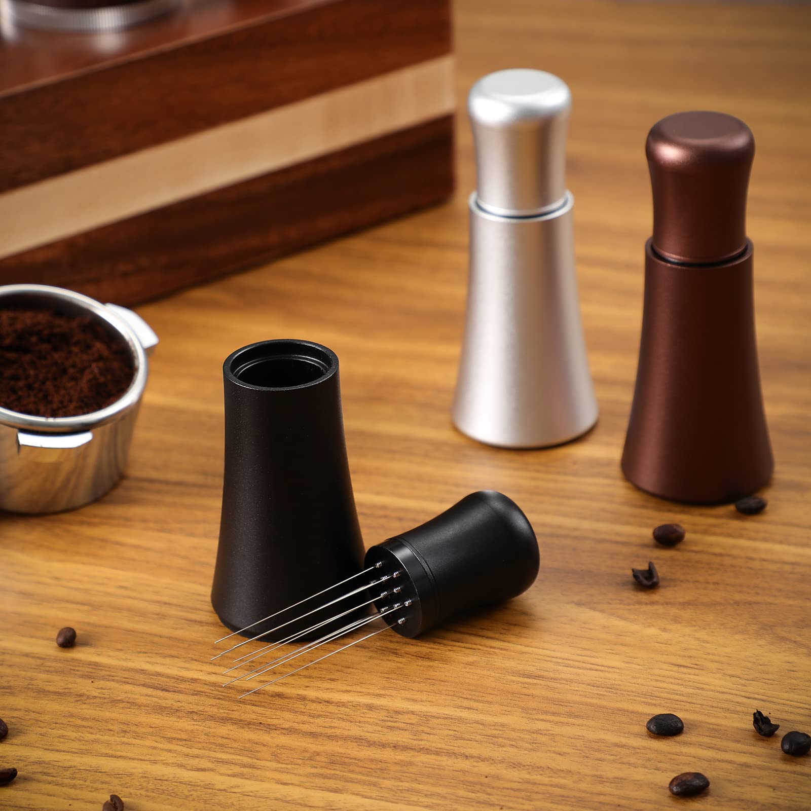 WDT Tool used at a home barista station for precise distribution