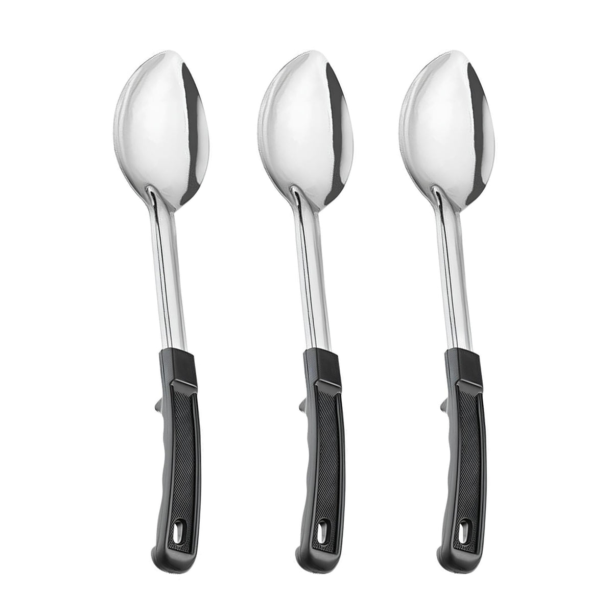 WEALCESS 3-piece large serving spoons with 13-inch bowls for easy buffet serving.