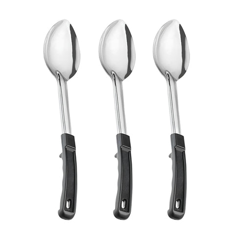 WEALCESS 3-piece large serving spoons with 13-inch bowls for easy buffet serving.
