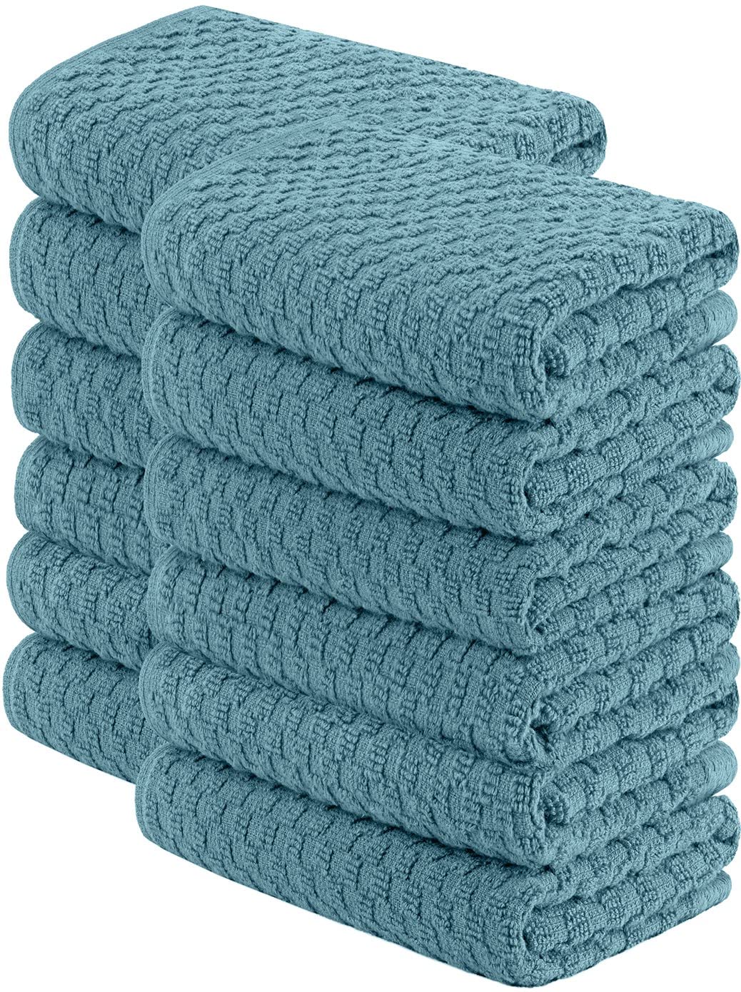 Wealuxe dobby weave close-up emphasizes premium cotton for durable kitchen use.
