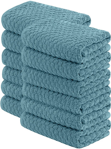Wealuxe dobby weave close-up emphasizes premium cotton for durable kitchen use.