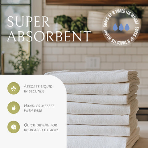 Wealuxe flour sack towels polishing countertops and glassware to a streak-free finish