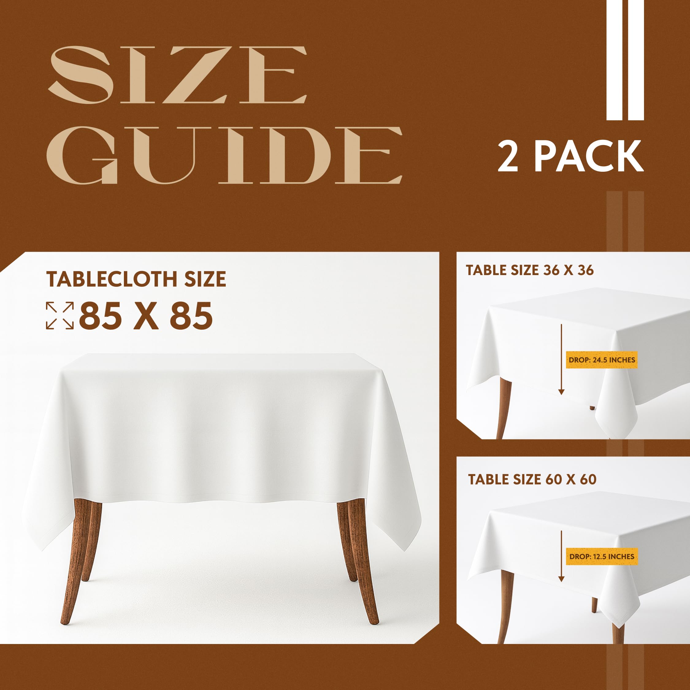 Wrinkle-resistance demonstrated on a Wealuxe square tablecloth 85x85.