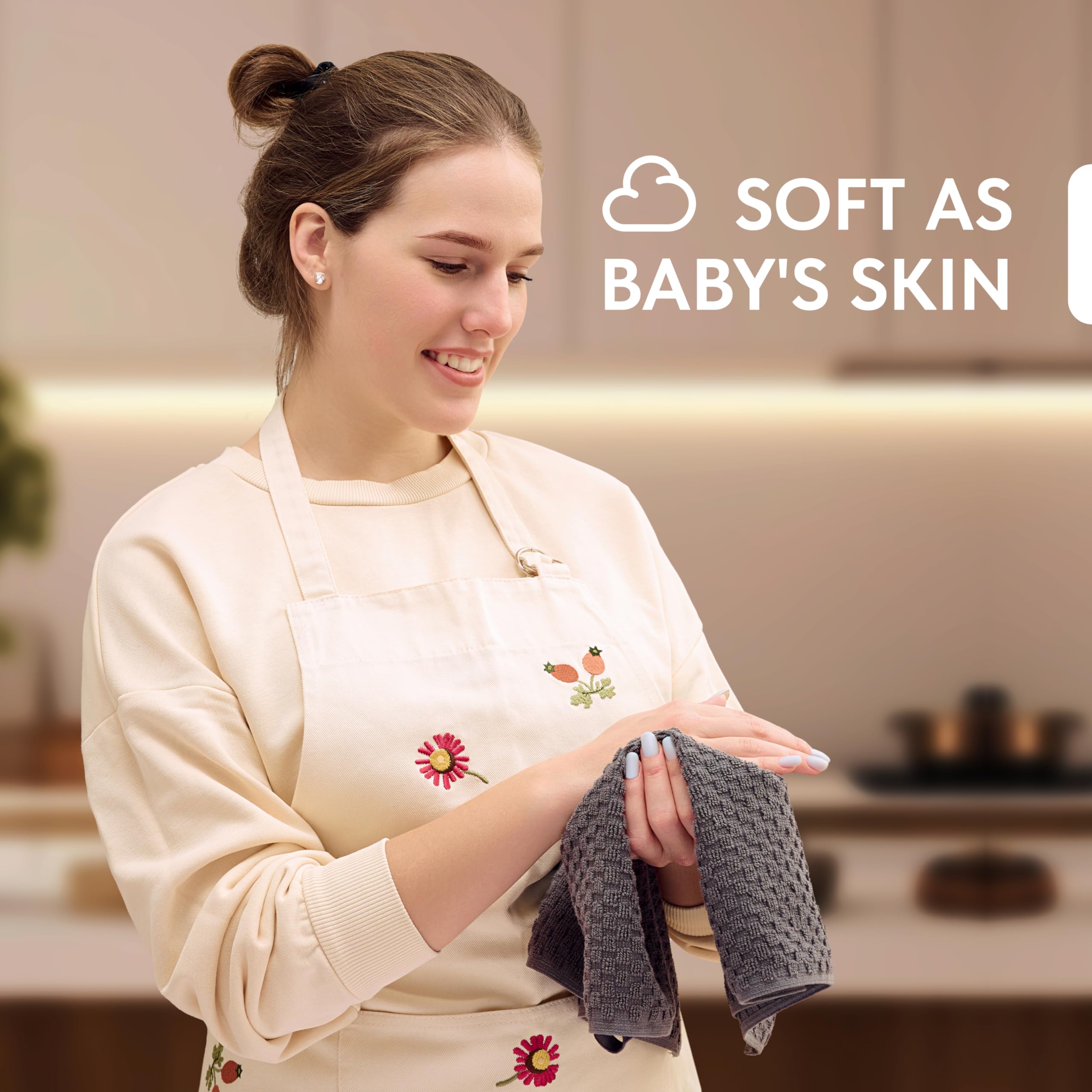 Timeless gray Wealuxe kitchen towels complement modern decor