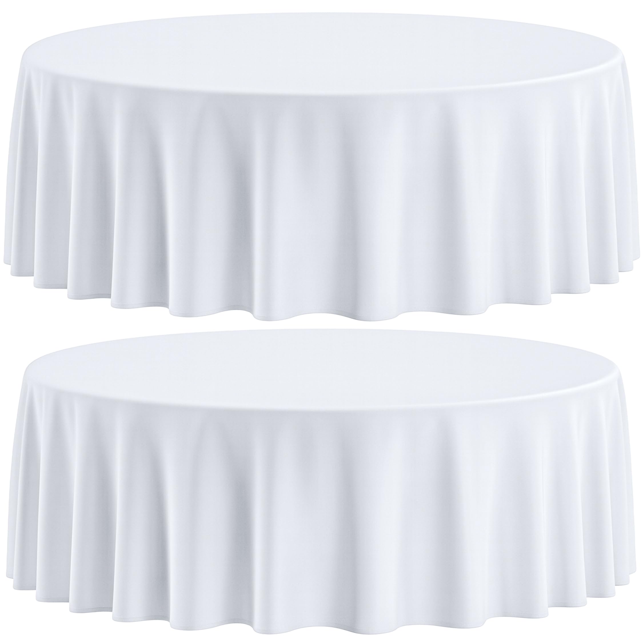 Wealuxe white round tablecloth, 90-inch, seamless edges for a polished look.