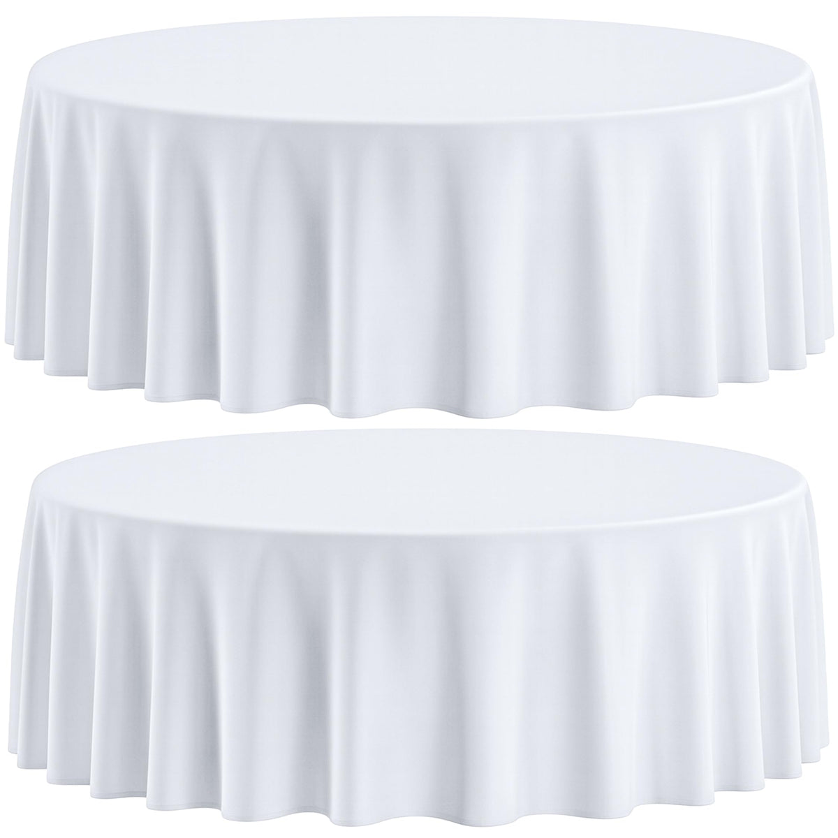 Wealuxe white round tablecloth, 90-inch, seamless edges for a polished look.
