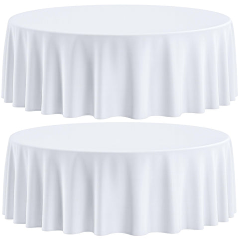 Wealuxe white round tablecloth, 90-inch, seamless edges for a polished look.