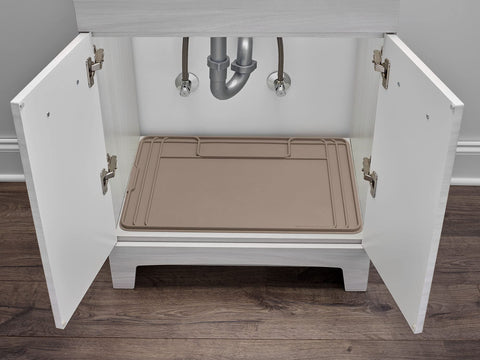 WeatherTech SinkMat under-sink coverage protects cabinets in kitchens and bathrooms.