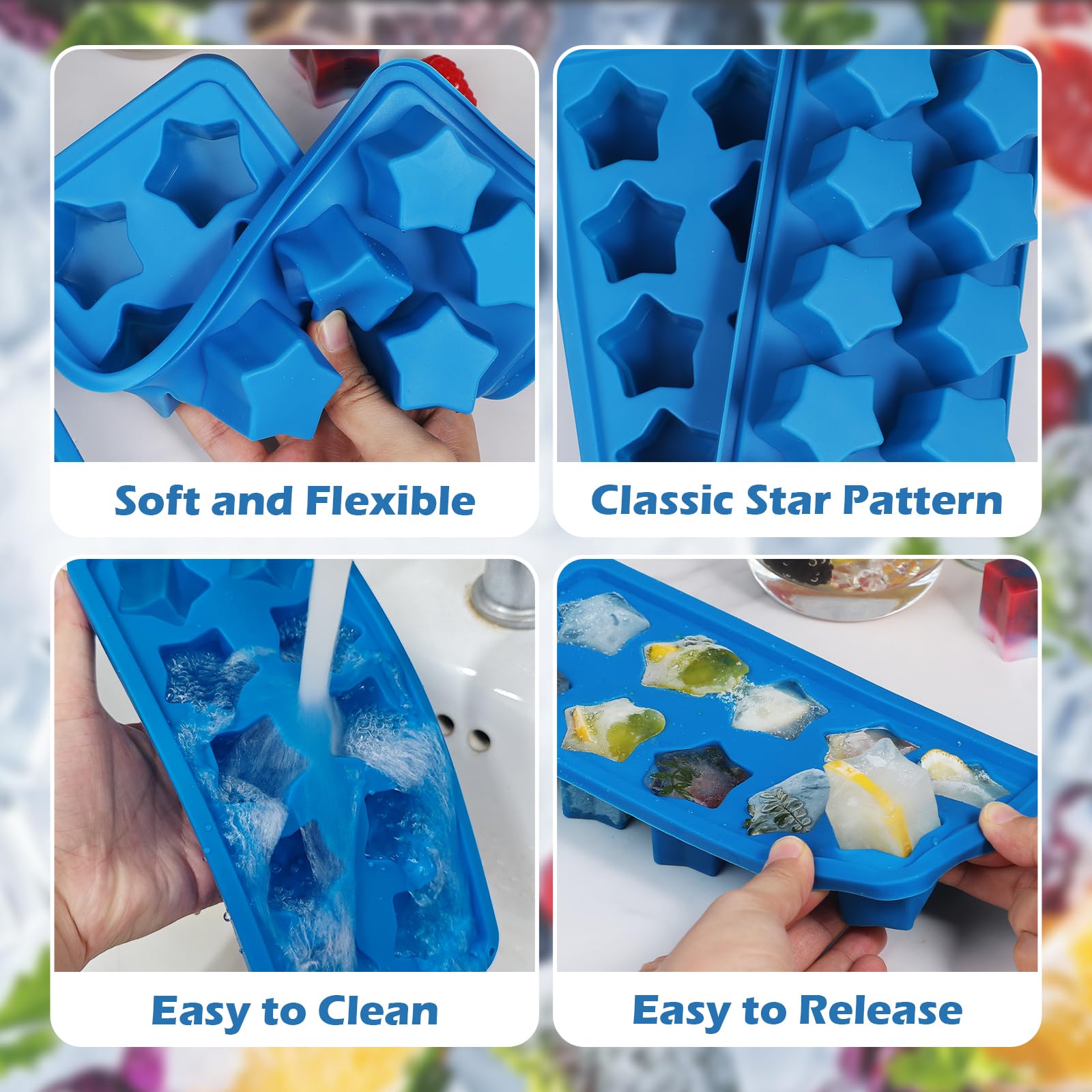 Webake blue star mold shown as dishwasher safe and versatile