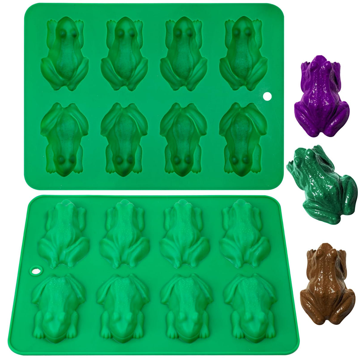 Webake chocolate frog mold 2-pack close-up, easy-release silicone for candies.
