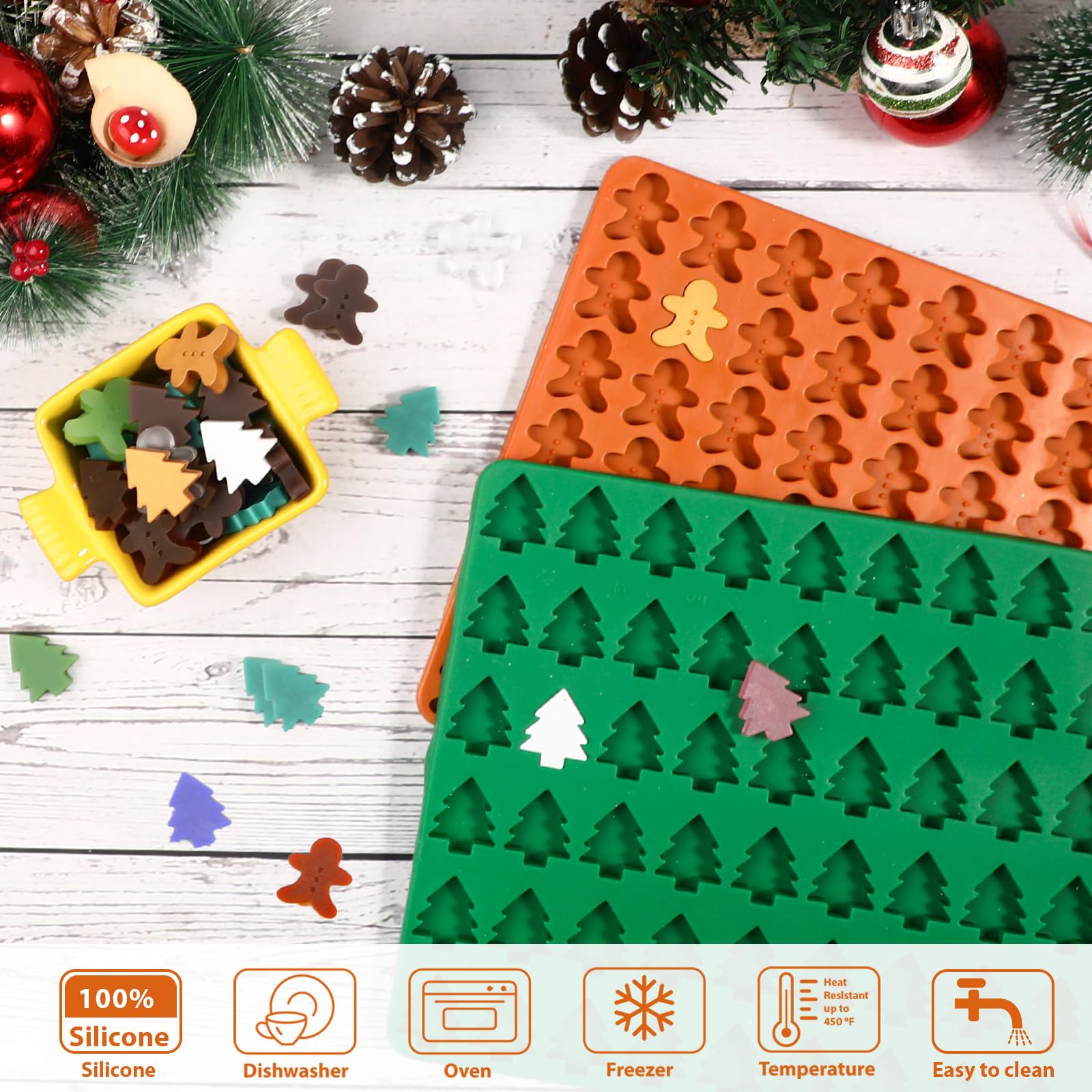 Webake chocolate tree pieces mold for crisp decorations