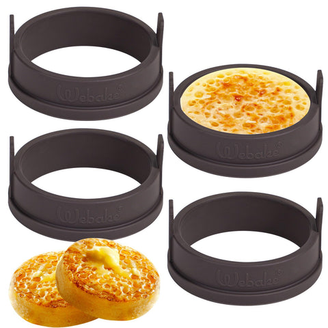 Webake crumpet rings compact storage save kitchen space.