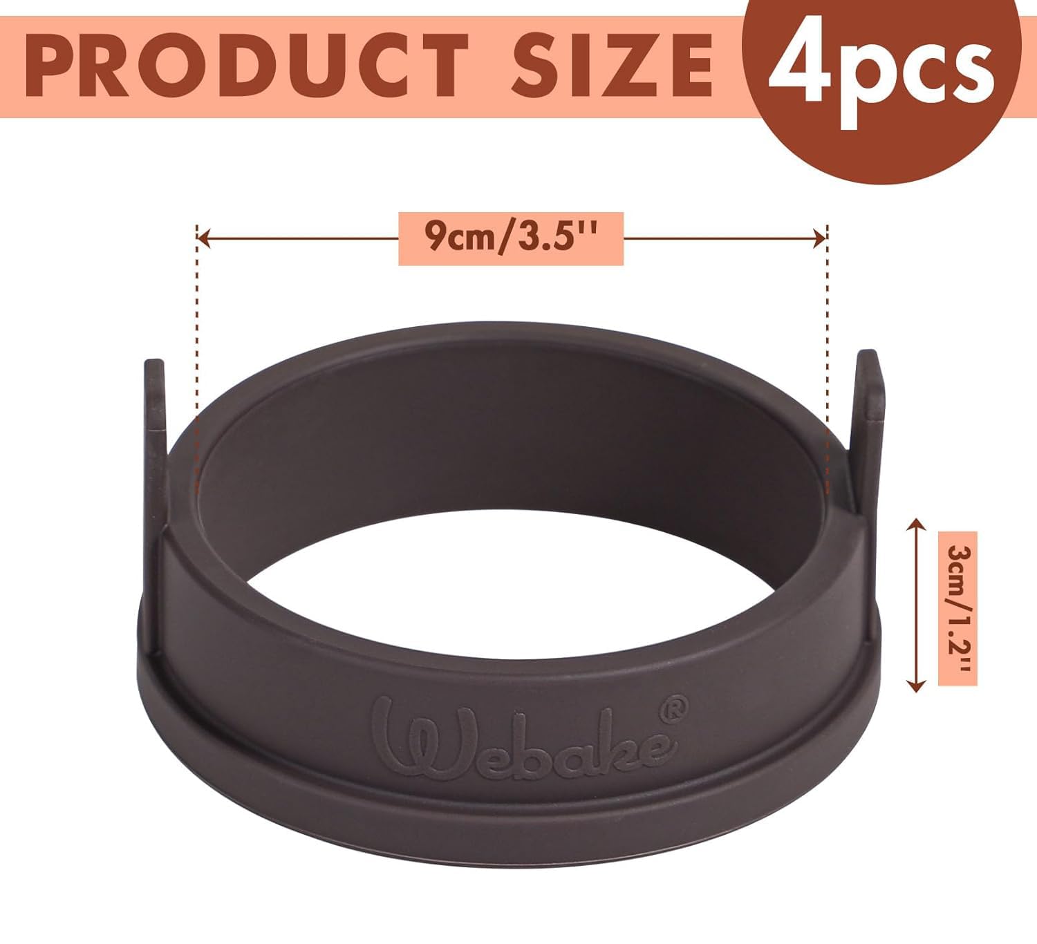 Webake silicone crumpet rings dishwasher safe for quick cleanup.