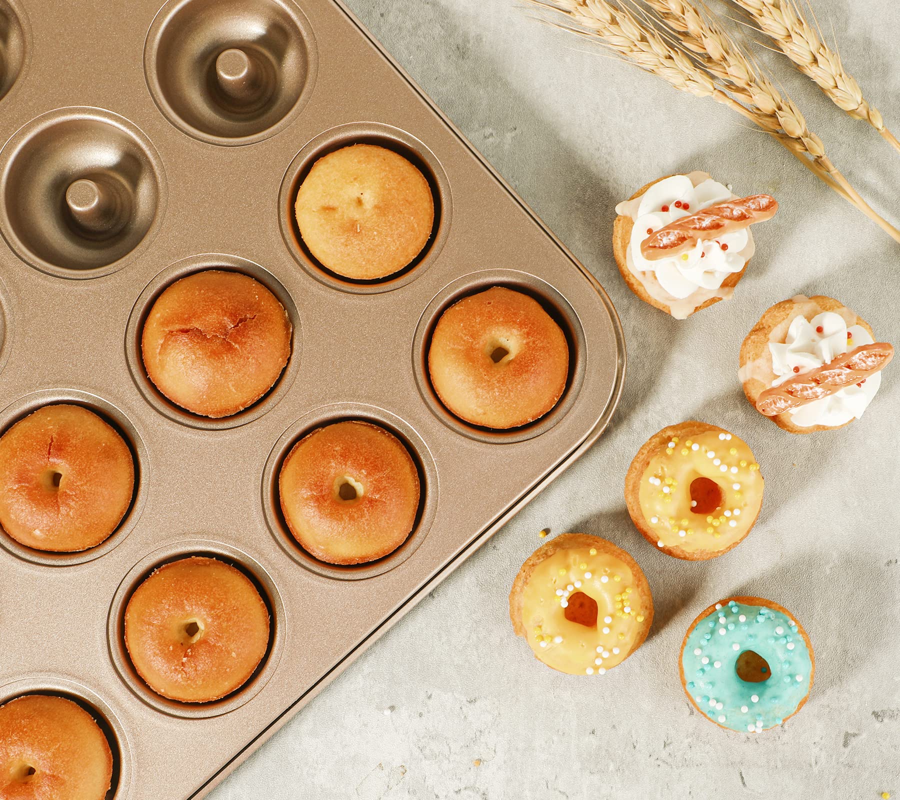 Webake mini donut pan oven safe up to 446°F for versatile recipes.