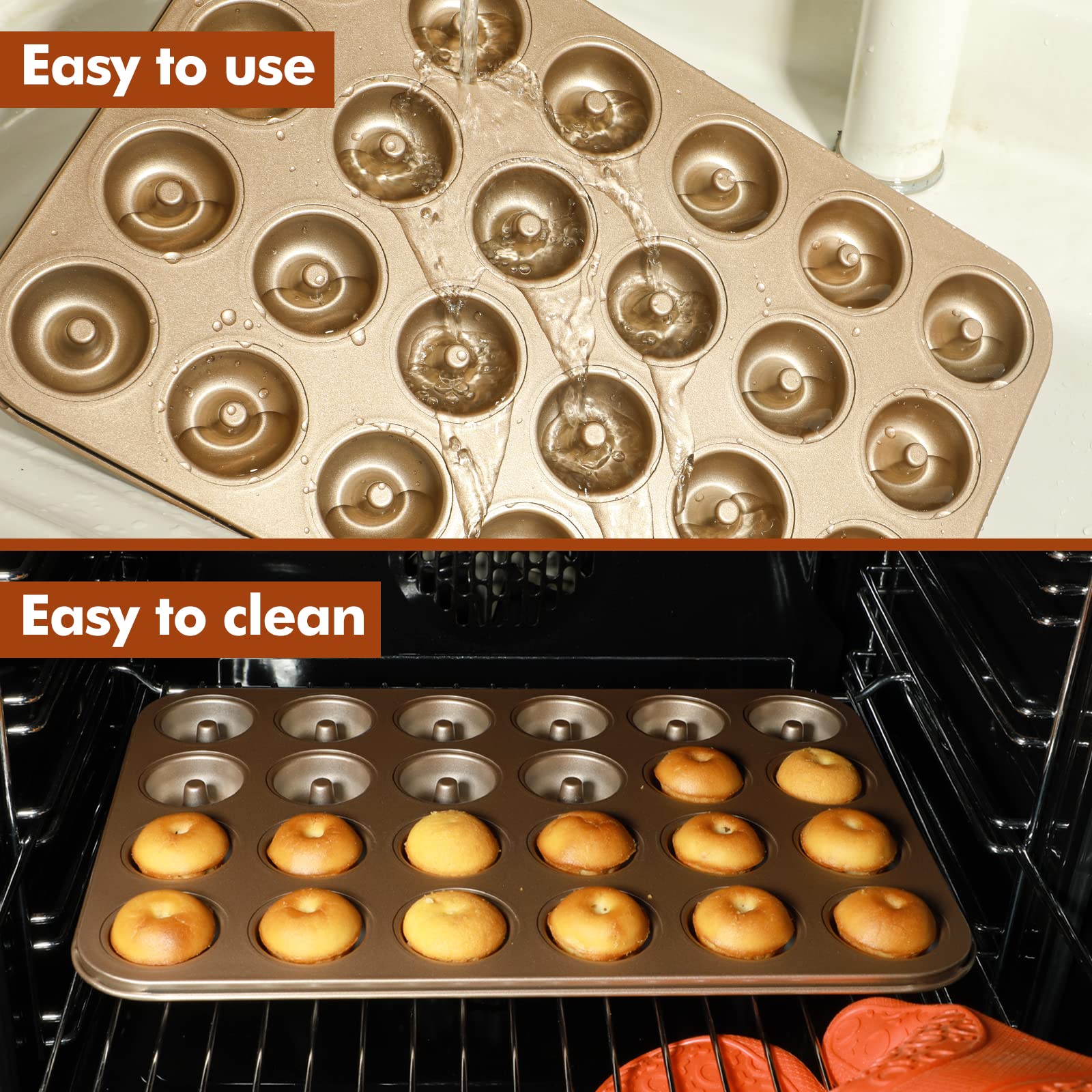 Webake mini donut pan stackable design saves kitchen space.