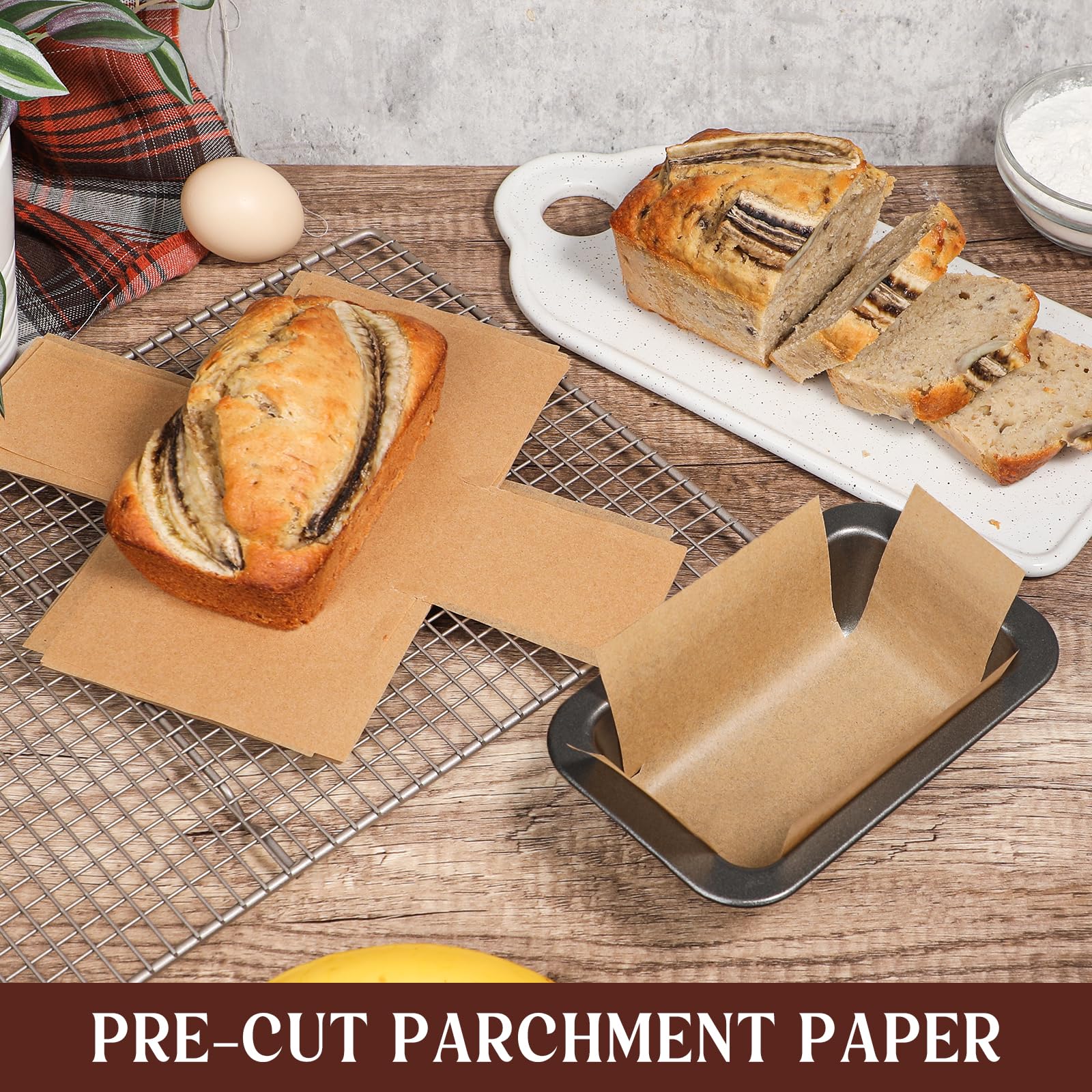 Webake original pre-cut loaf liners for 6x3 pans, easy prep.