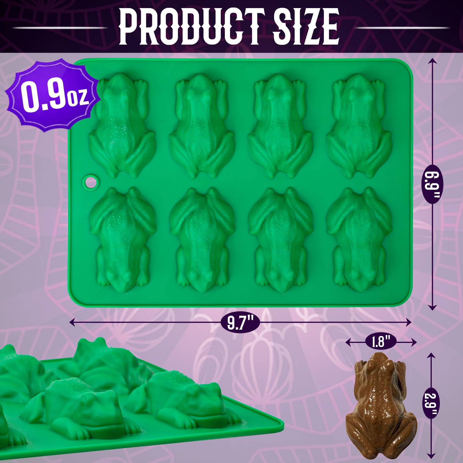 Webake silicone frog mold close-up shows flexible material for crafts.