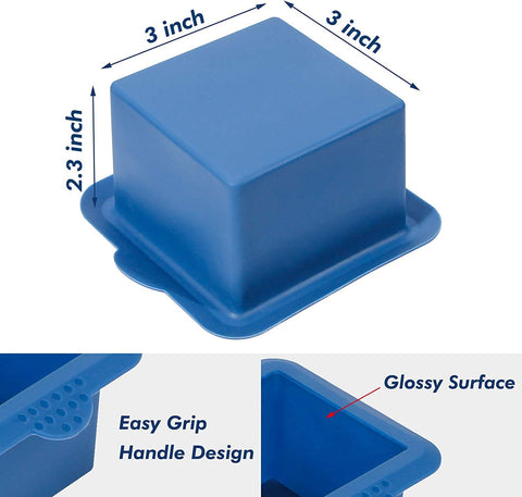 Webake 3x3 inch silicone mold showing side view for durable construction and flexibility.