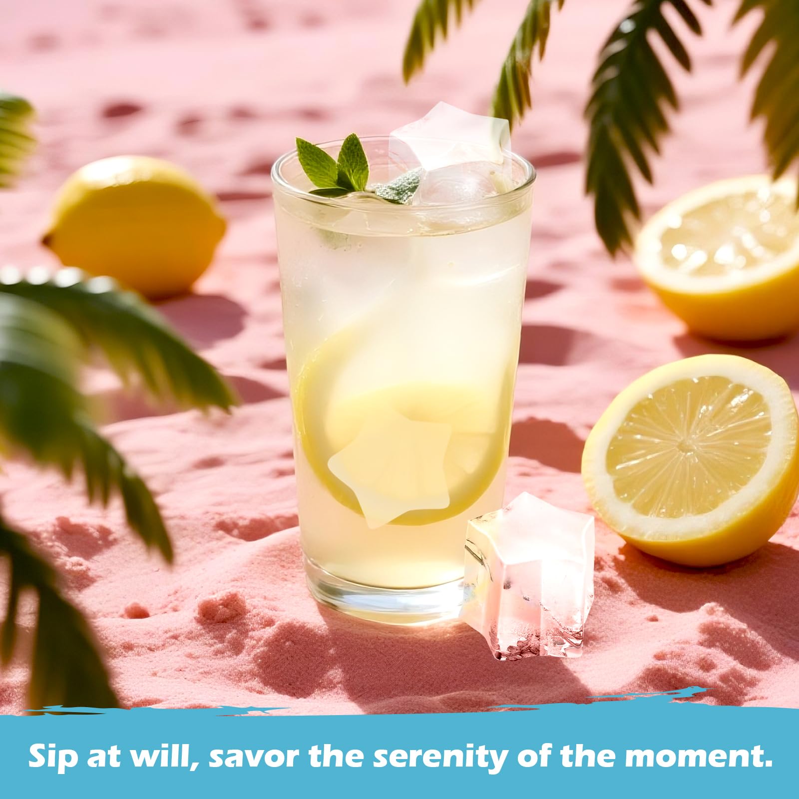 Webake star cocktail setup with large cubes cooling drinks