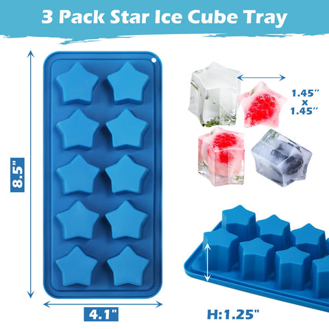 Webake star shaped ice cubes close up for cocktails