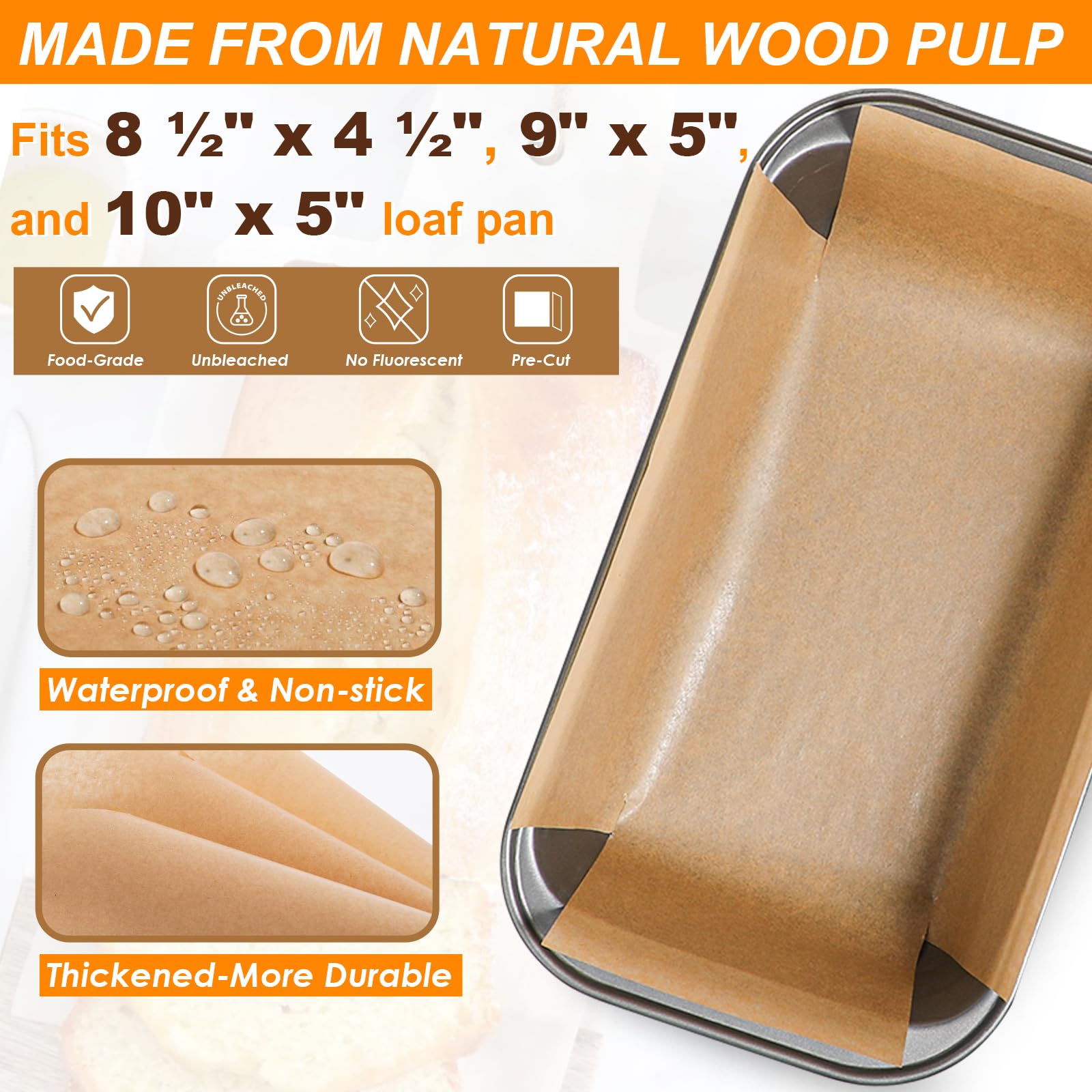 Webake unbleached parchment paper, 100 pieces, food-grade and safe for baking