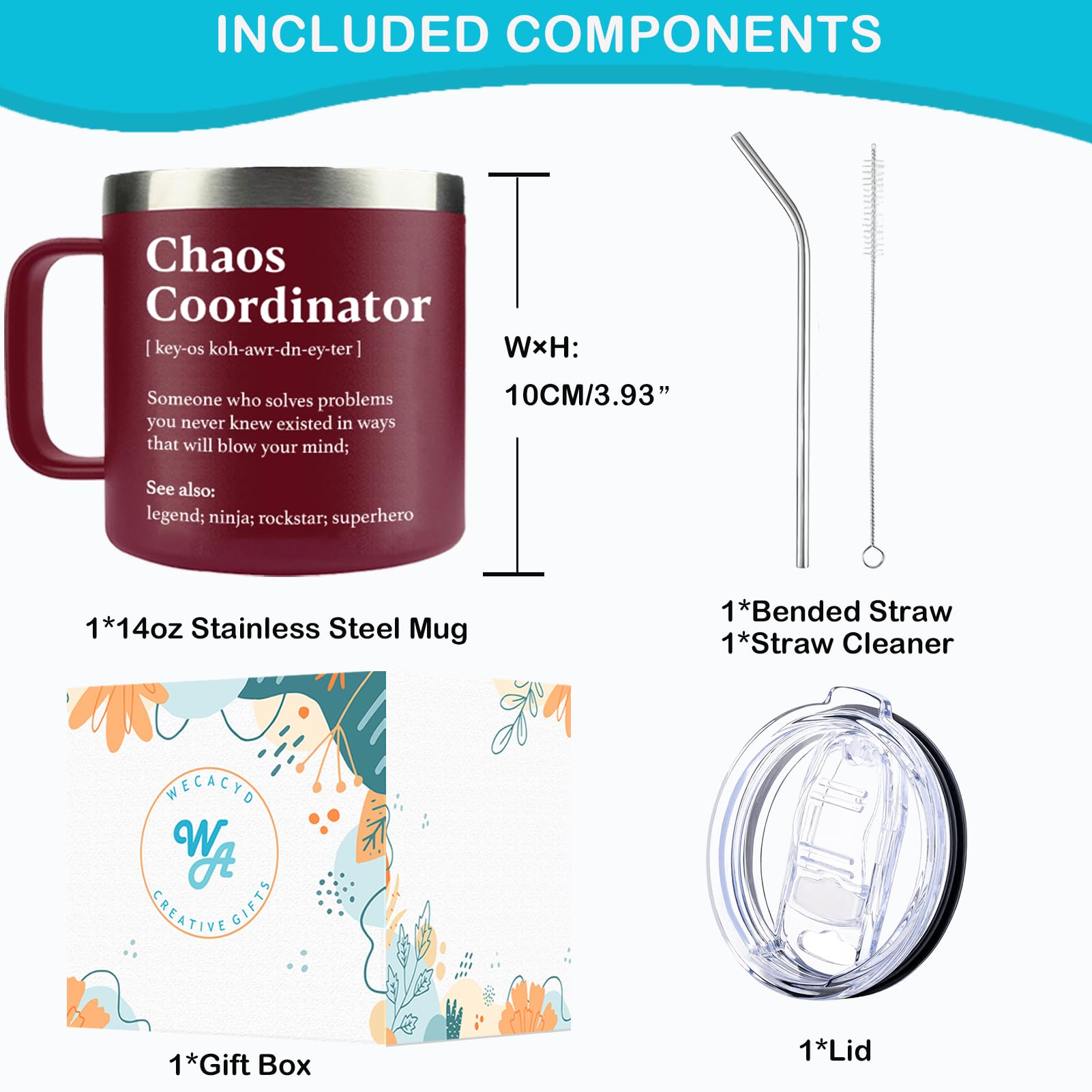 WECACYD Chaos Coordinator mug 18-8 stainless steel, durable daily companion.