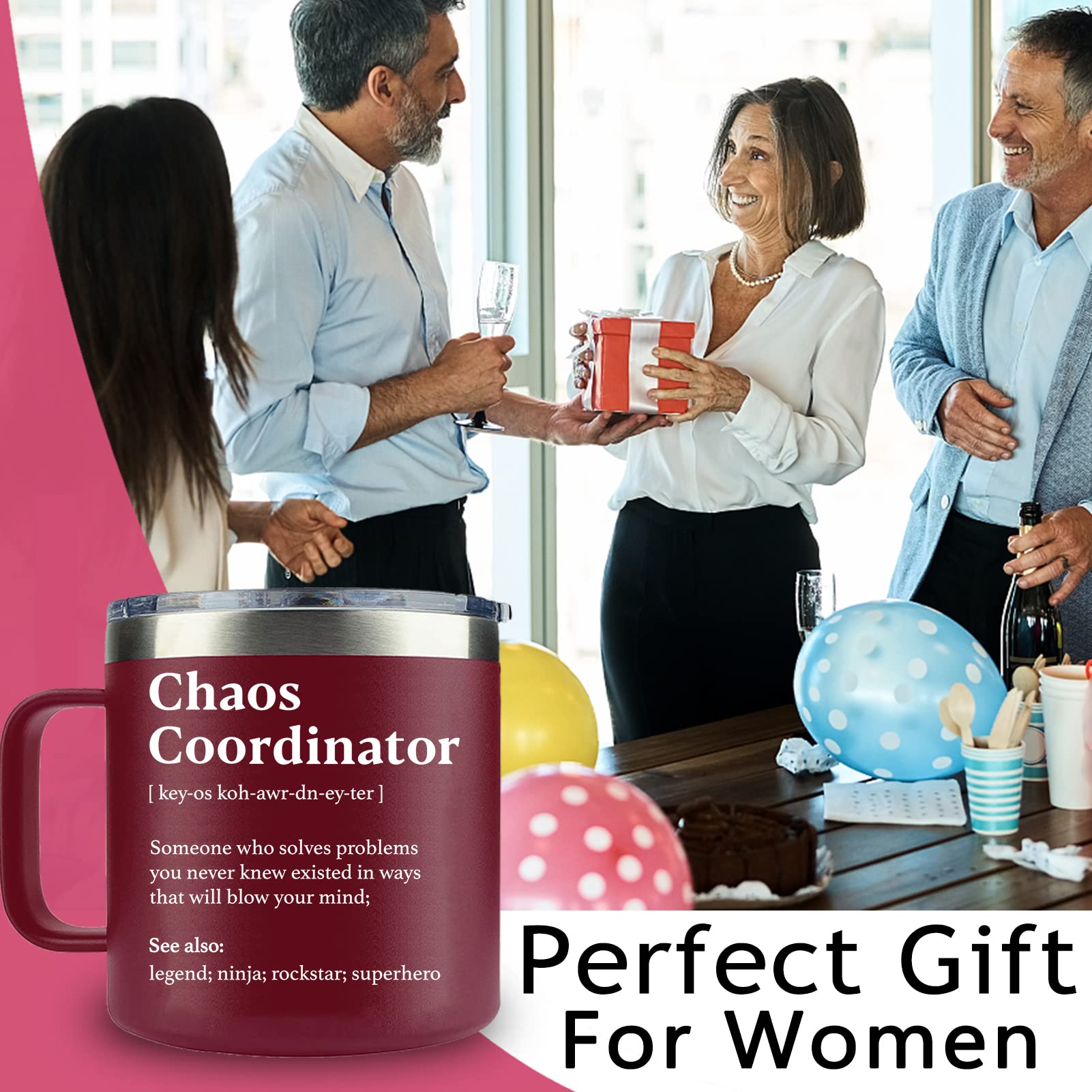 WECACYD Chaos Coordinator mug lid close-up, splash-proof design for on-the-go.