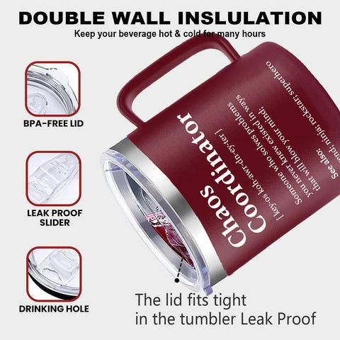 WECACYD Chaos Coordinator mug double-wall insulation, keeps beverages at ideal temps.