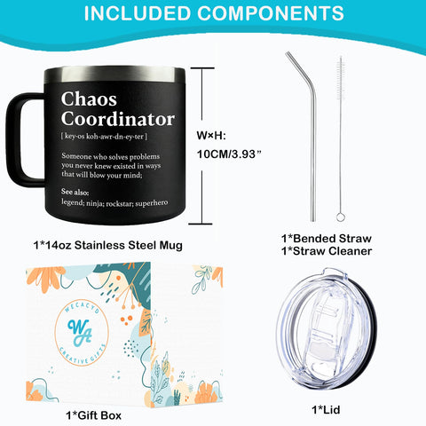 WECACYD Chaos Coordinator mug in office use, perfect desk companion.