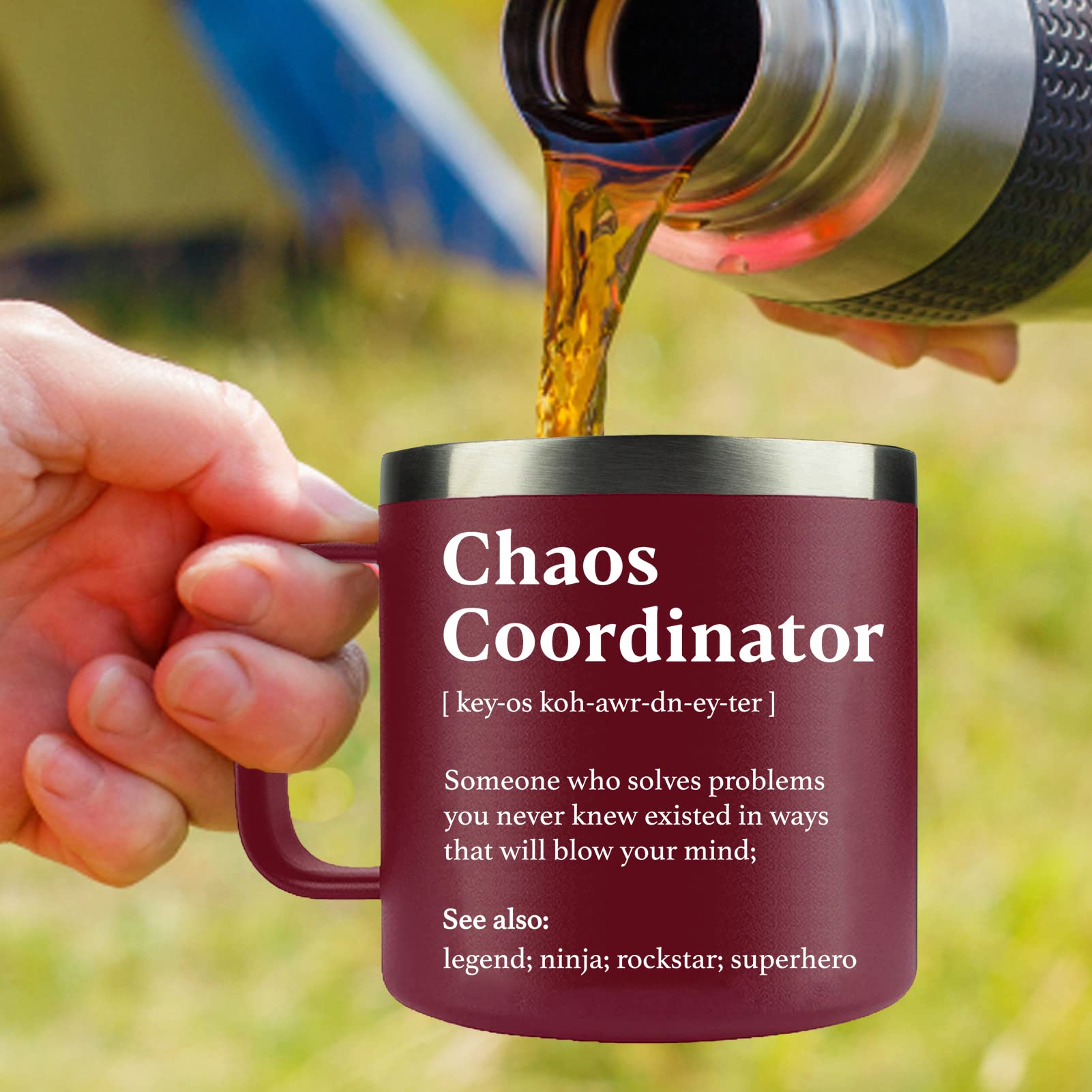 WECACYD Chaos Coordinator mug on office desk scene, elevates daily ritual.