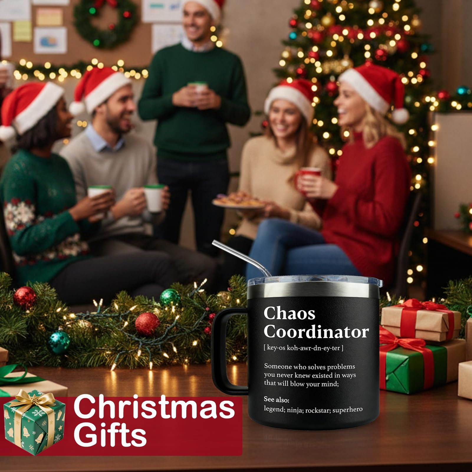 WECACYD Chaos Coordinator mug side with handle, sturdy for daily coffee rituals.