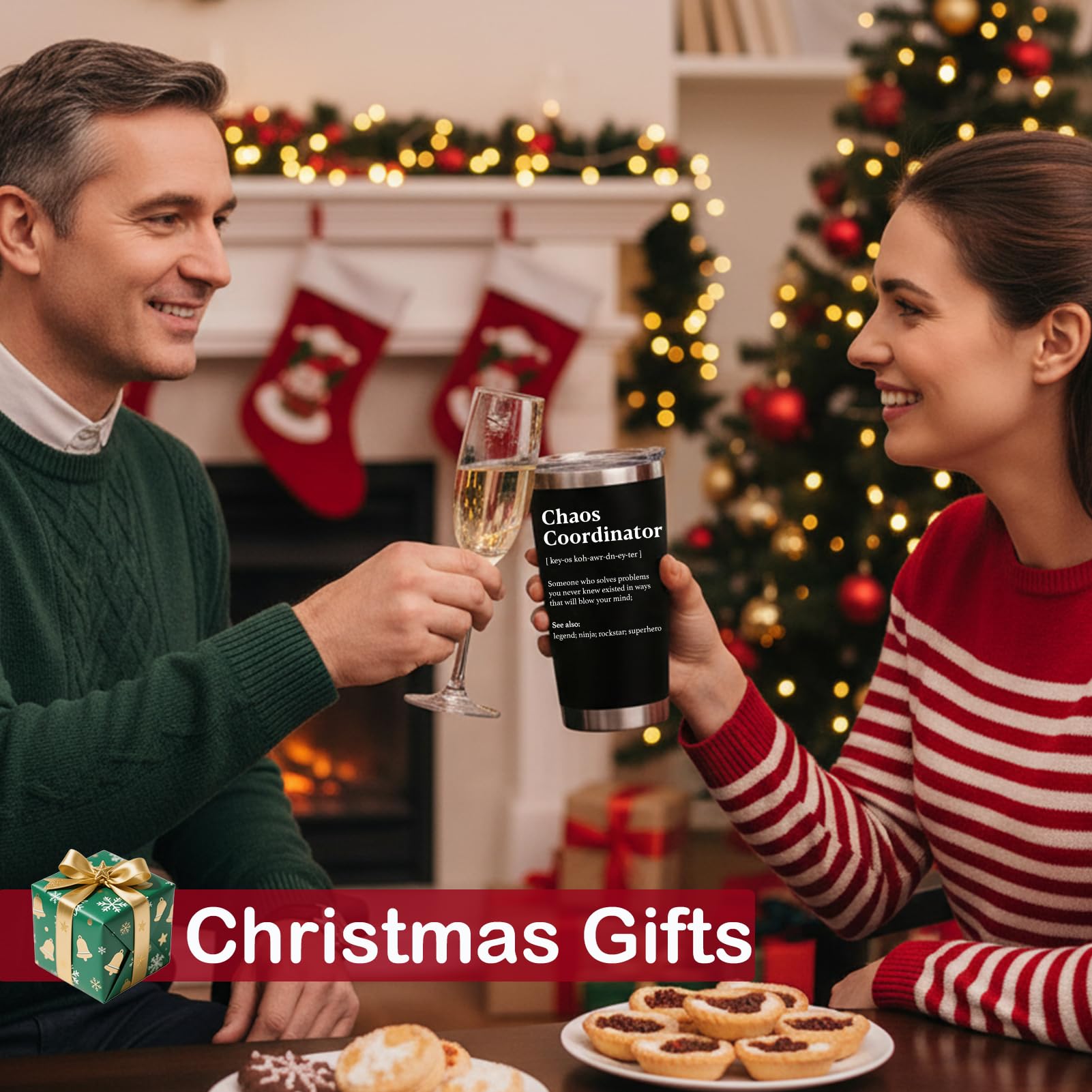 WECACYD Chaos Coordinator tumbler back text showing nutrition fact for fun