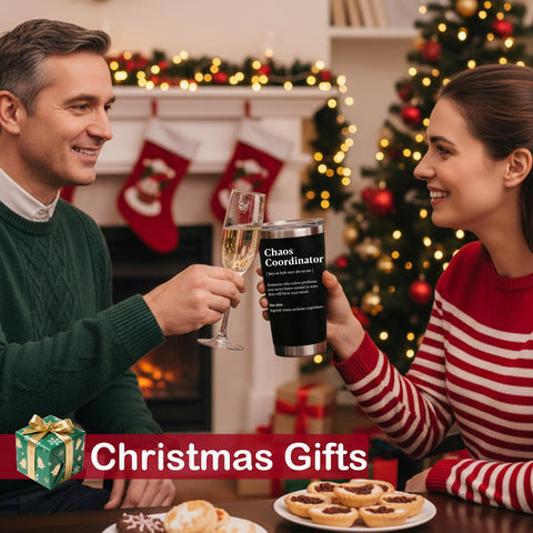 WECACYD Chaos Coordinator tumbler back text showing nutrition fact for fun