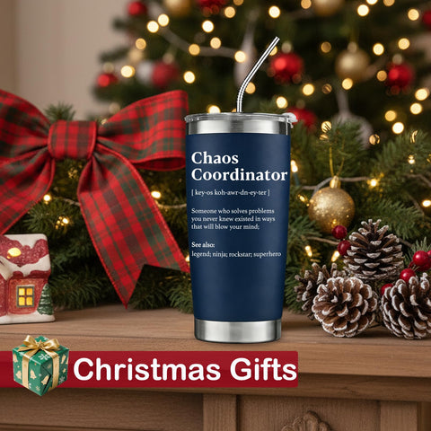 WECACYD Chaos Coordinator tumbler back view showing nutritional fact detail